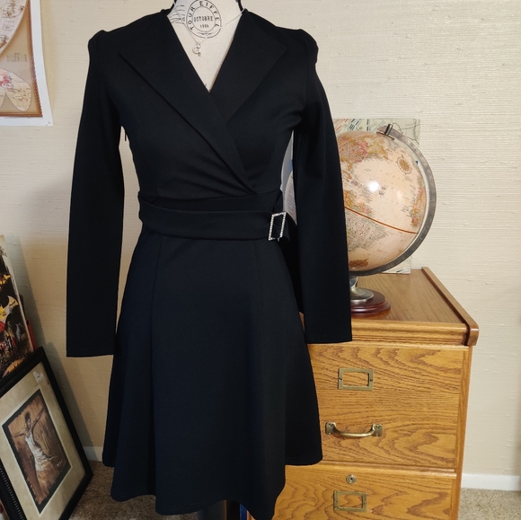 Ezpopsy Dresses & Skirts - 🆕 Ezpopsy Long sleeve thick black business casual Dress bejeweled buckle (S)